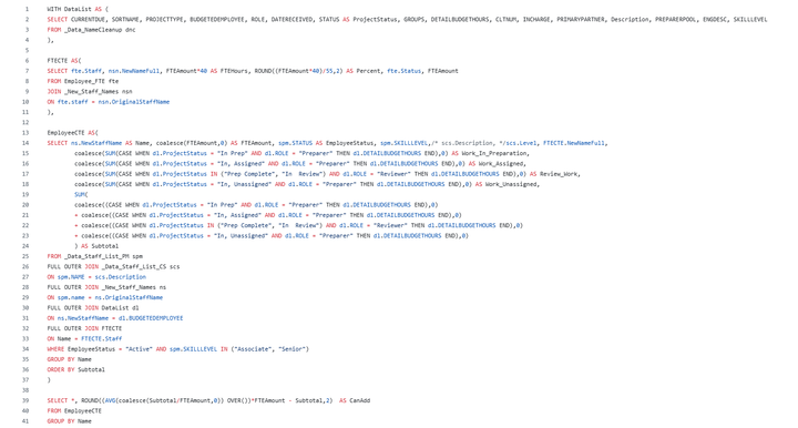 SQL Code - Employee Workload